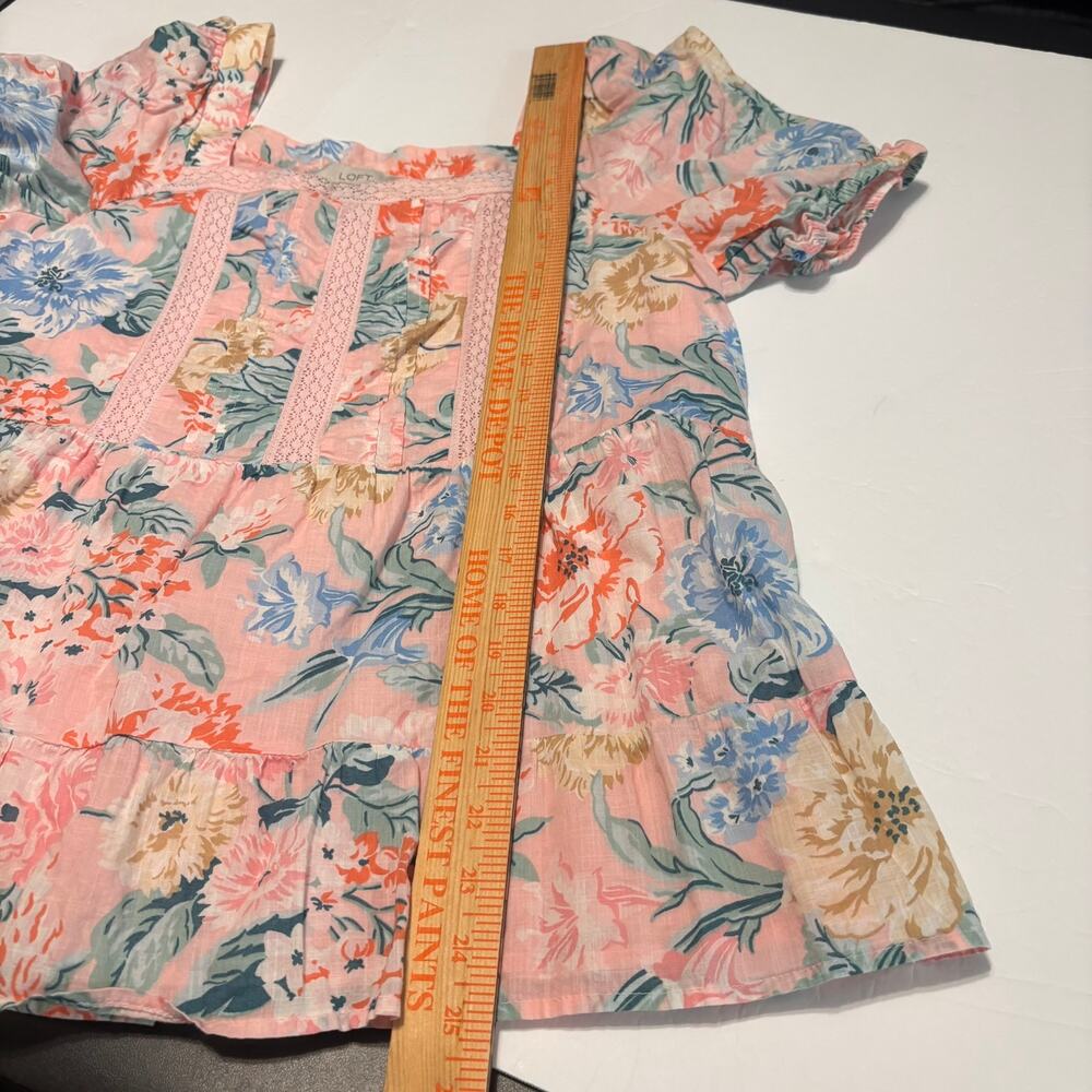 LOFT Pink Floral Square-Neck Peasant Blouse - Picture 5 of 6